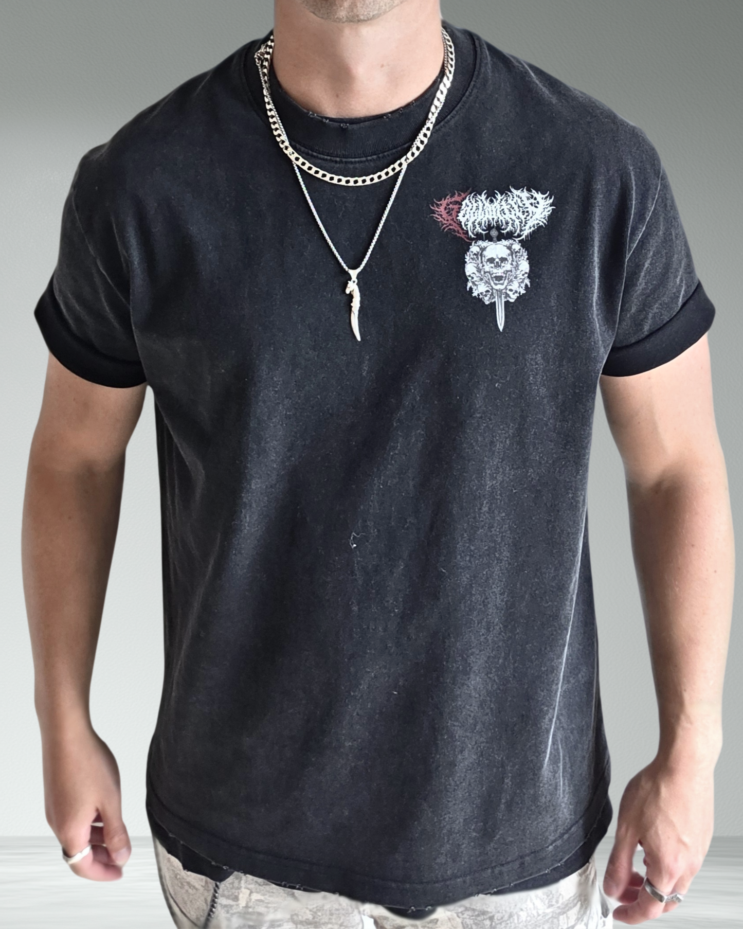 Deathcore heavyweight vintage wash frayed t