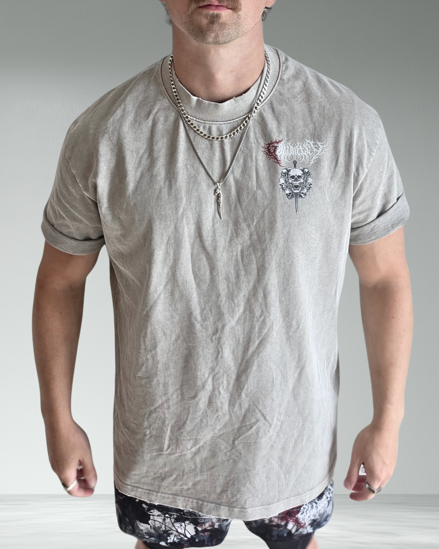 Deathcore heavyweight vintage wash frayed t