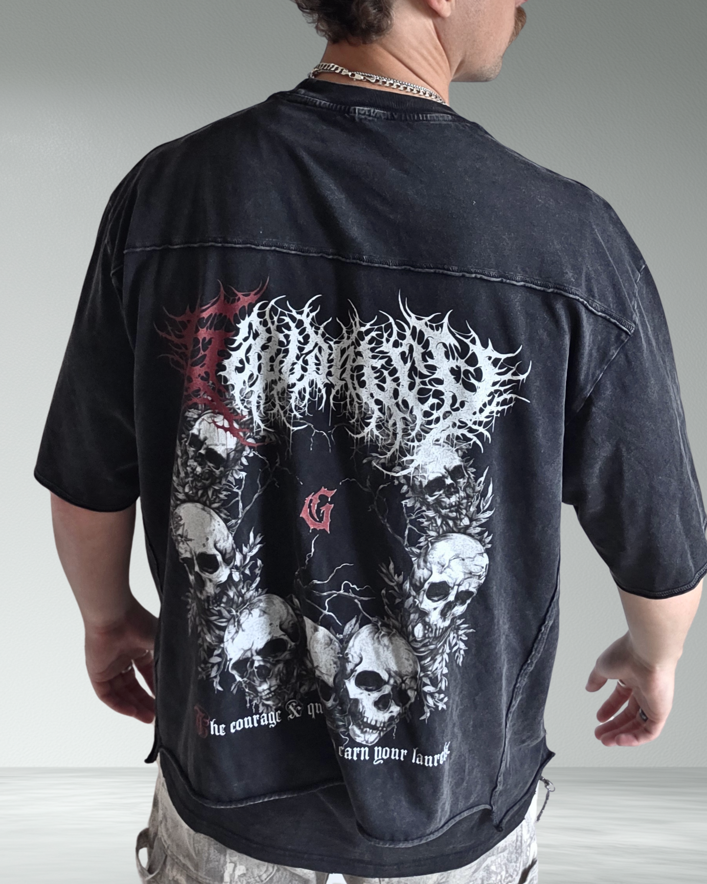 Deathcore raw edge vintage wash boxy t