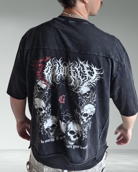 Deathcore raw edge vintage wash boxy t