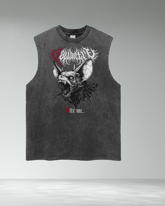 Deathcore vintage wash 'Bite Me' frayed tank