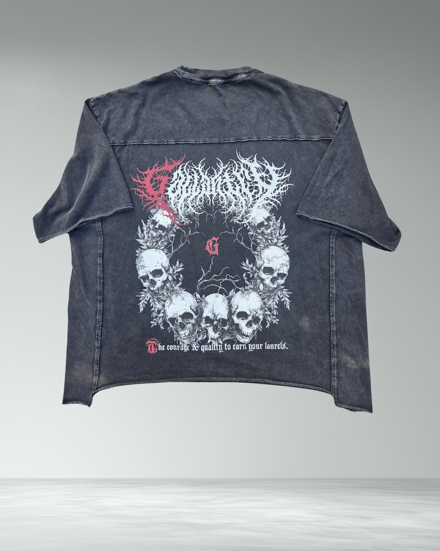 Deathcore raw edge vintage wash boxy t