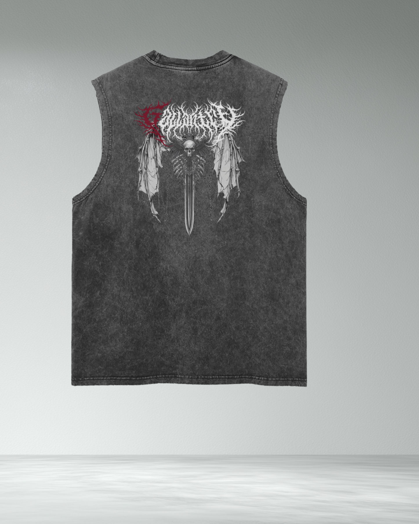 Deathcore vintage wash 'Bite Me' frayed tank