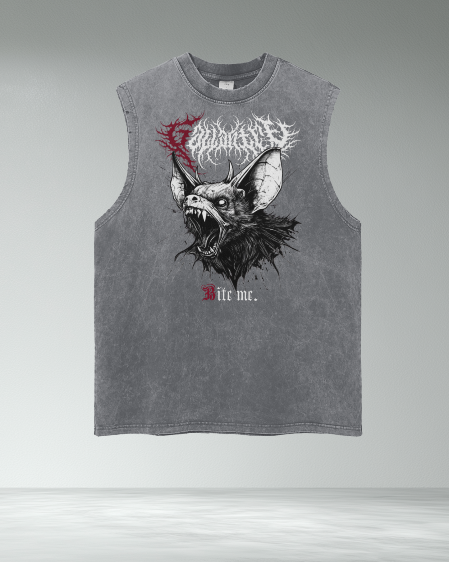 Deathcore vintage wash 'Bite Me' frayed tank
