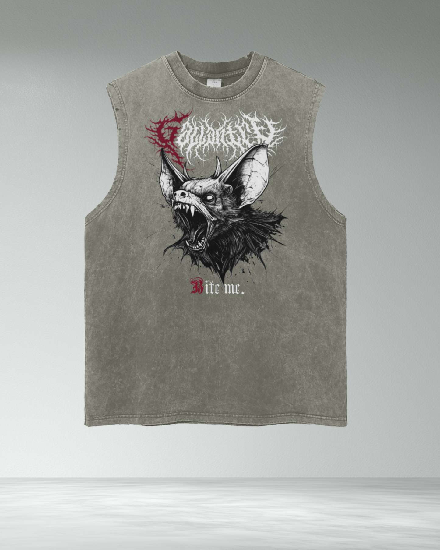 Deathcore vintage wash 'Bite Me' frayed tank