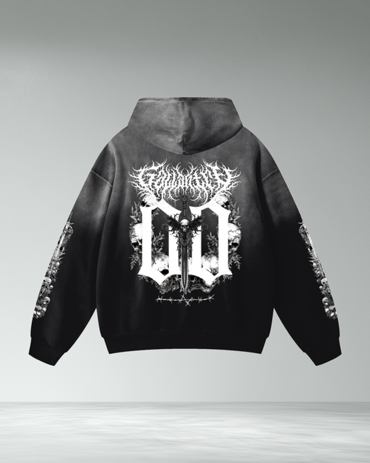 Deathcore heavyweight oversized sleeved faded hoodie