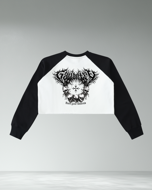 Cropped Contrast Raw Hem Sweatshirt