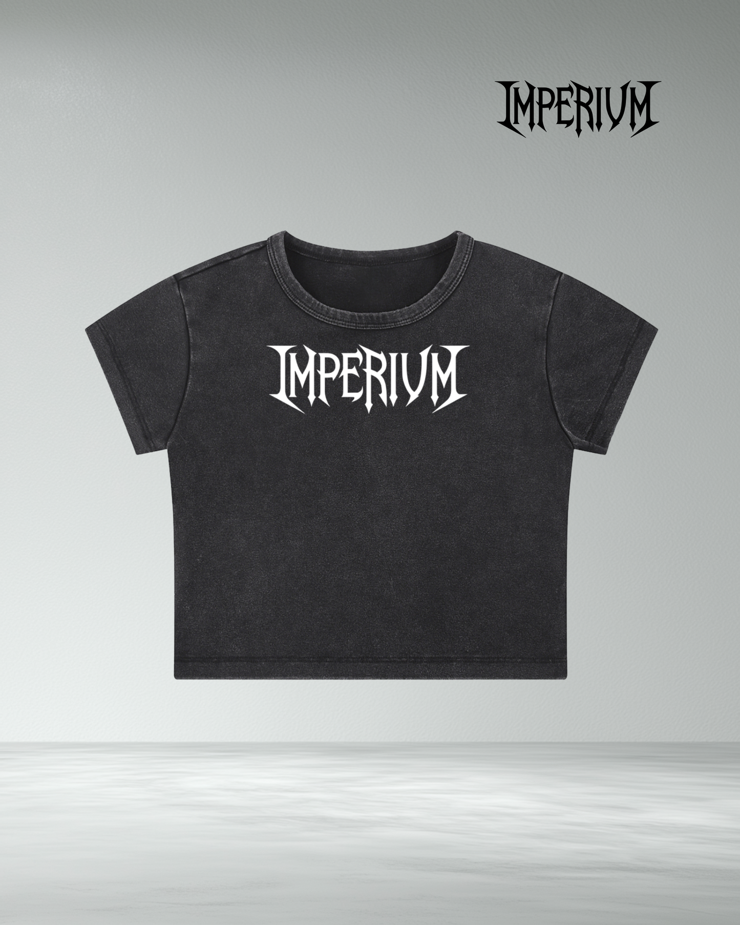 Imperium Womens Vintage Wash 'Logo' Crop Top