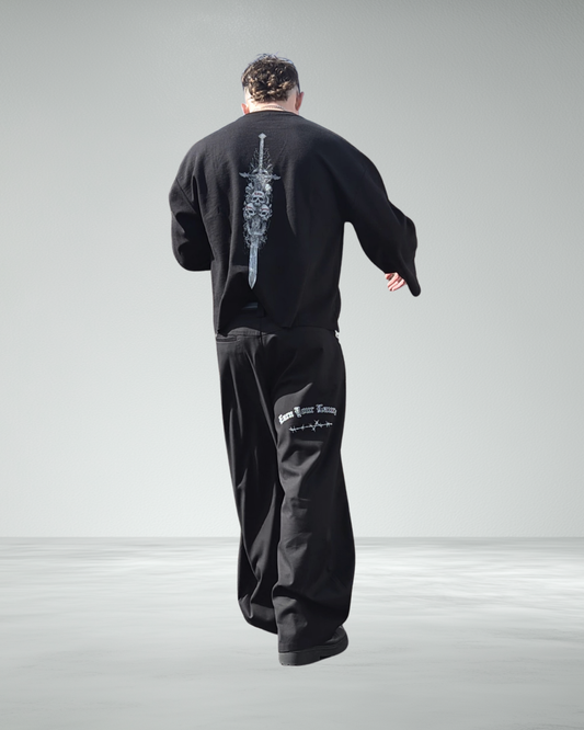 Long Sleeve Waffle 'EYL' Raw Hem T