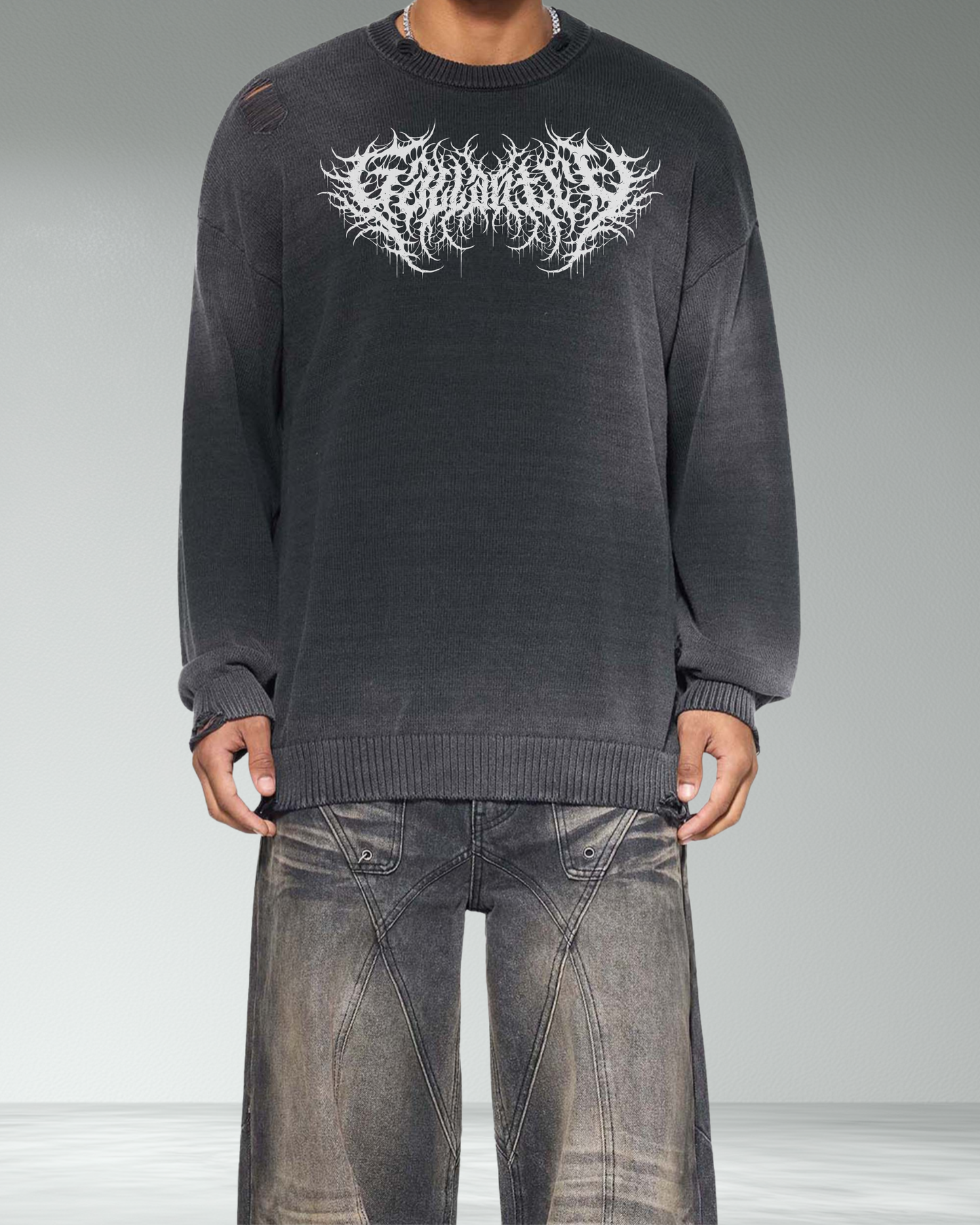 Deathcore oversized distressed knit sweater