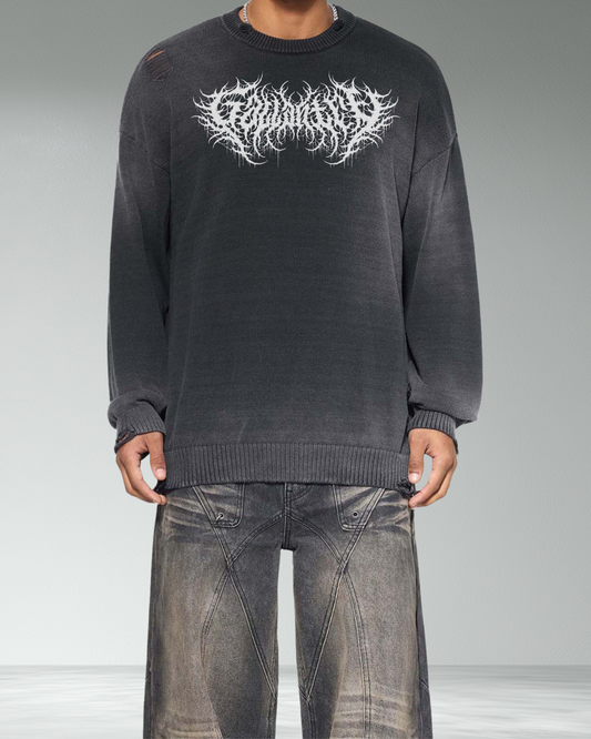 Deathcore oversized distressed knit sweater