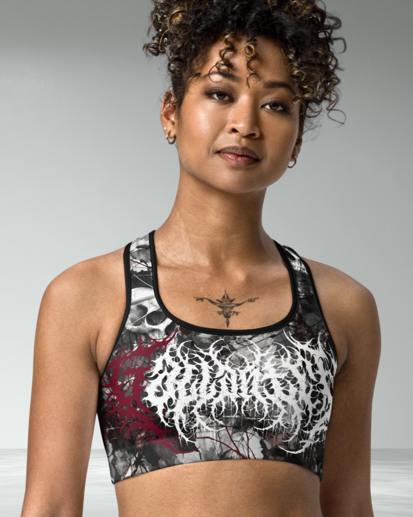 Womens' Deathcore Skull Camo Sports Bra