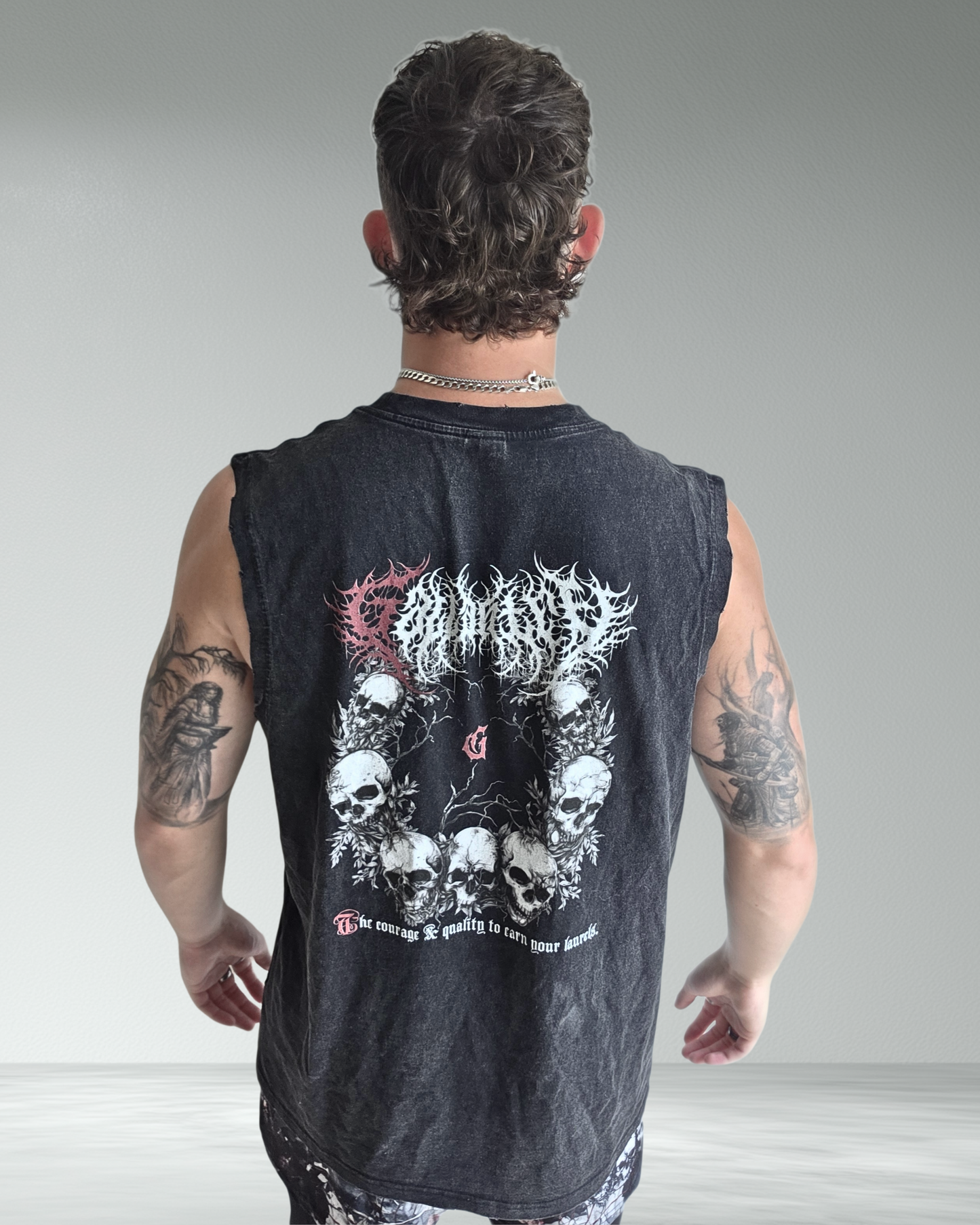 Vintage Wash 'Black Grail' Frayed Tank
