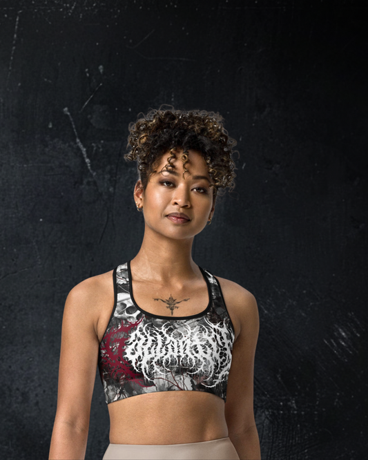 Womens' Deathcore skull camo sports bra
