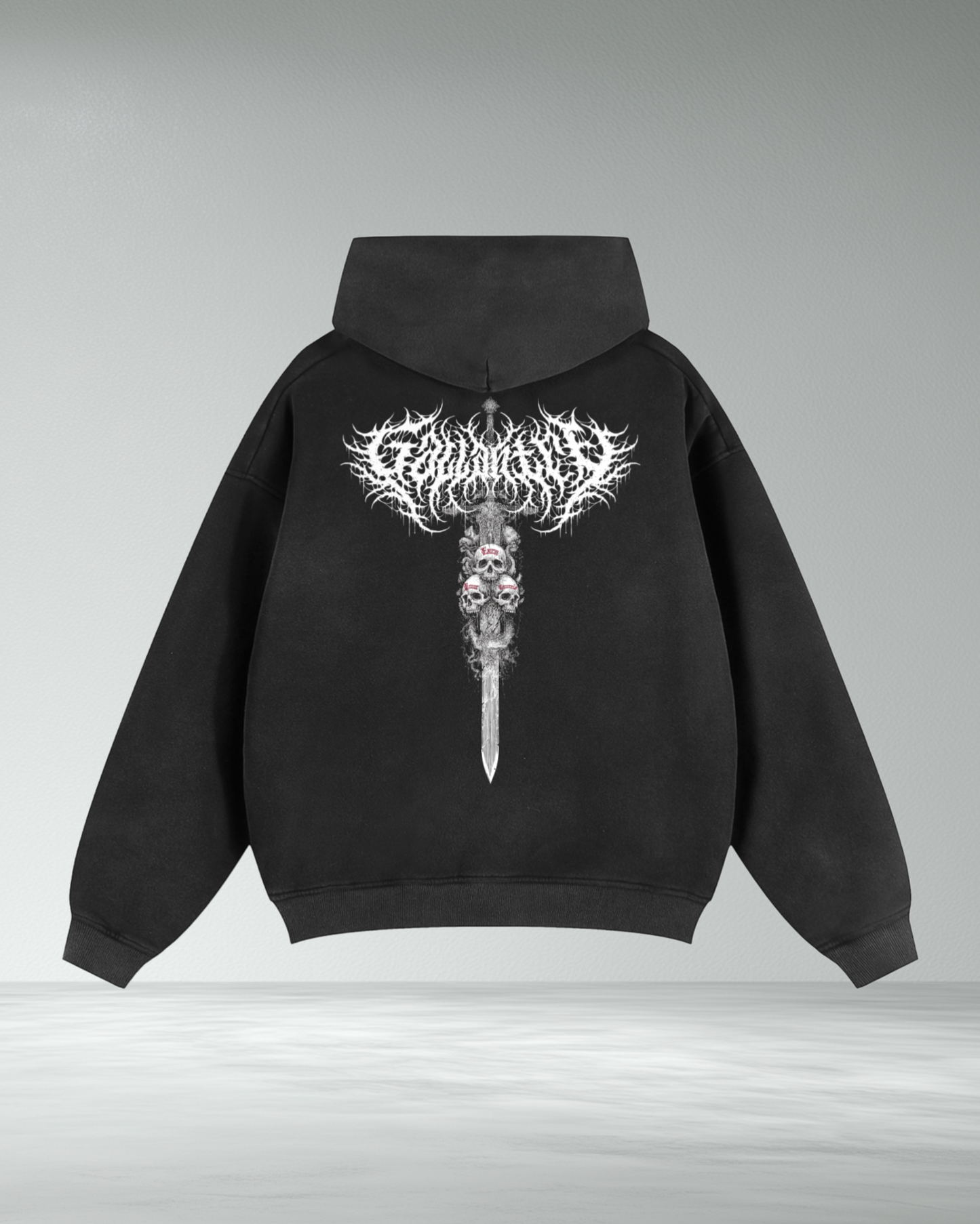 Faded Two-Way Zipped 'EYL' Boxy Fleece Hoodie