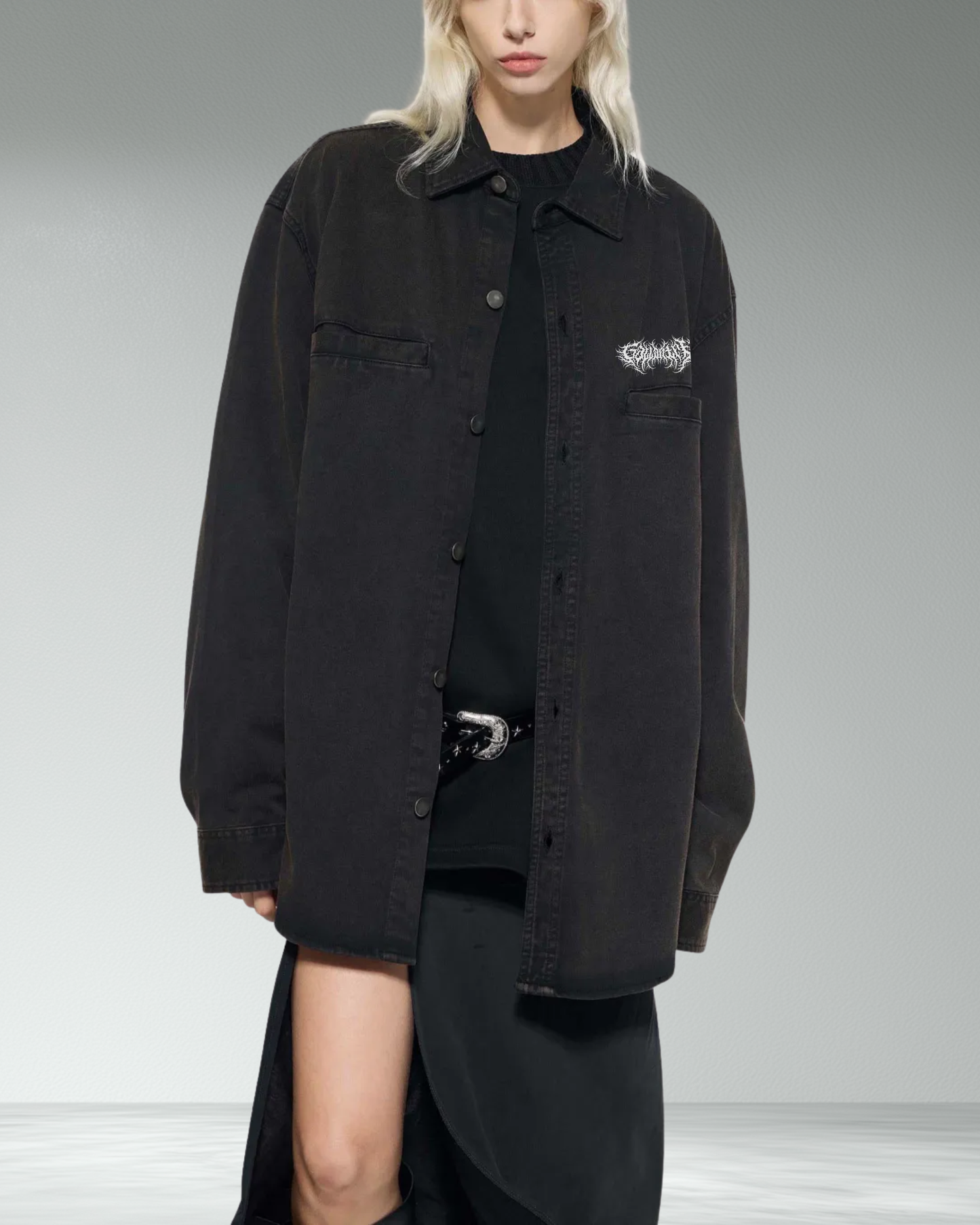 Deathcore vintage wash denim jacket