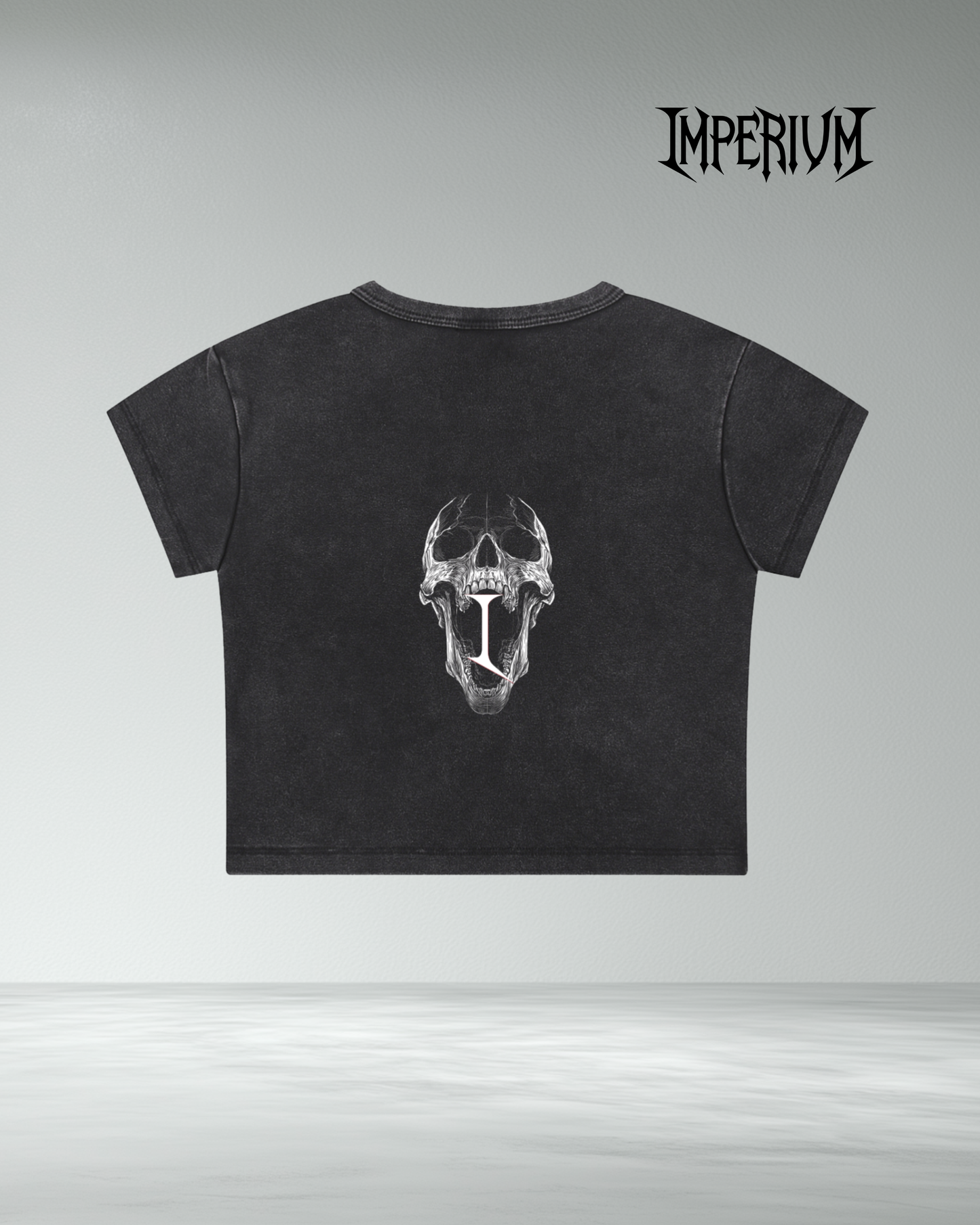 Imperium Womens Vintage Wash 'Logo' Crop Top