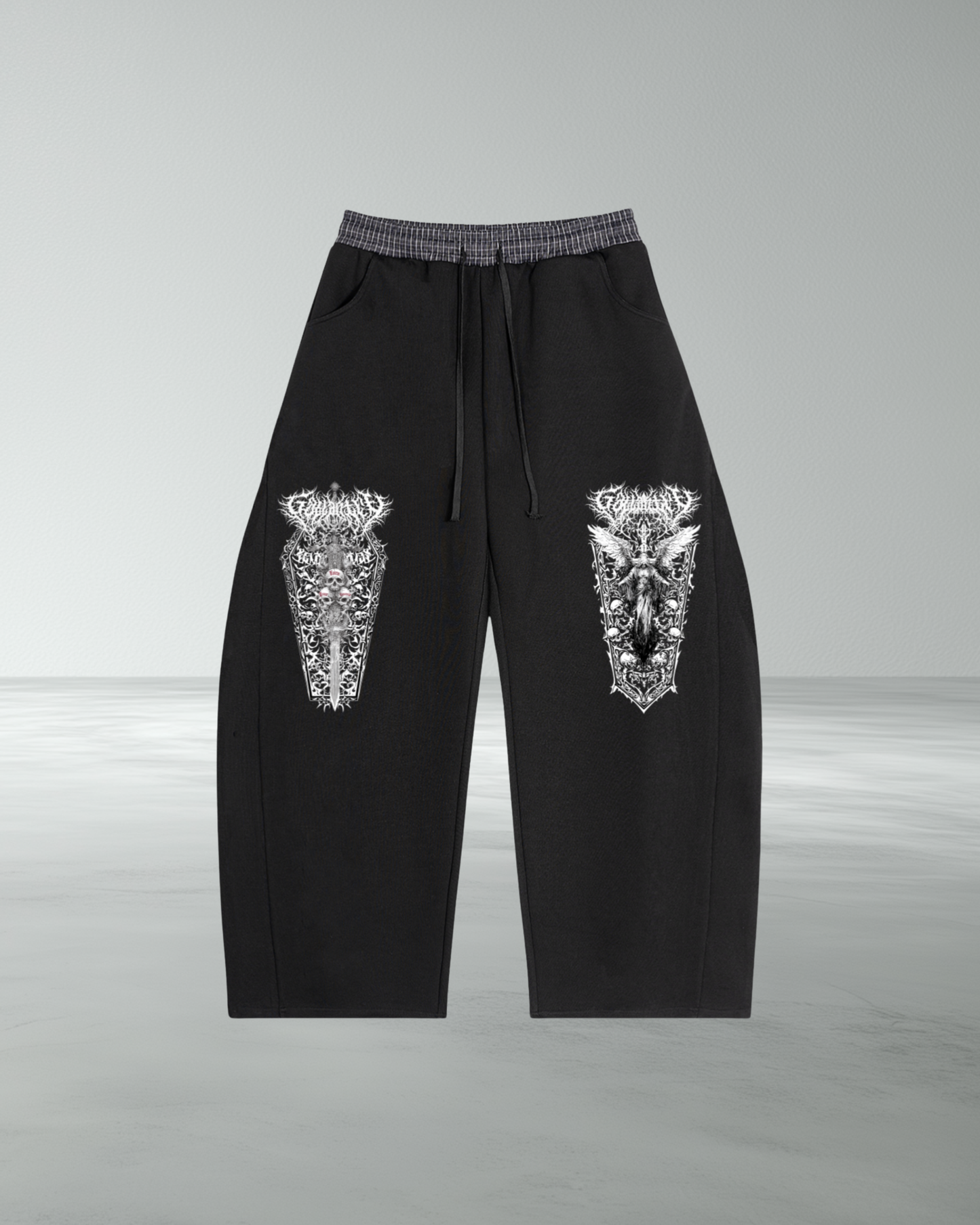 Plaid Baggy 'Coffin' Barrel Joggers