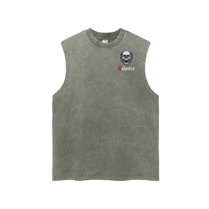 Classic snow washed frayed hem 'laurelled' tank - Studio Gallantry