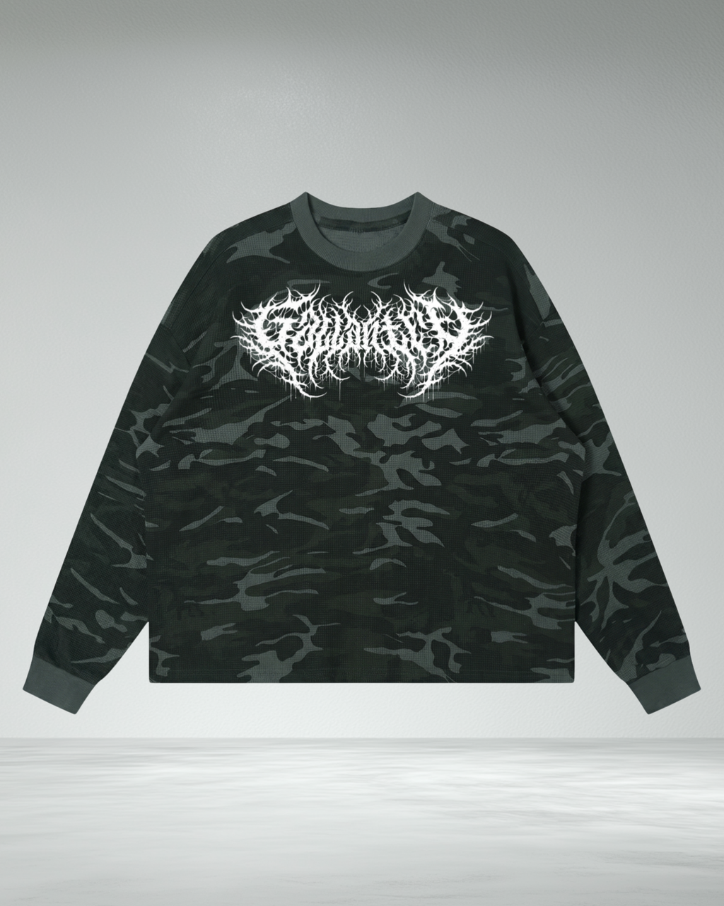 Boxy Camo Waffle Longsleeve T