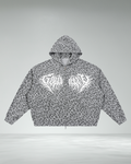 Waffle Leopard Two-Way Zip Hoodie