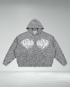 Waffle Leopard Two-Way Zip Hoodie