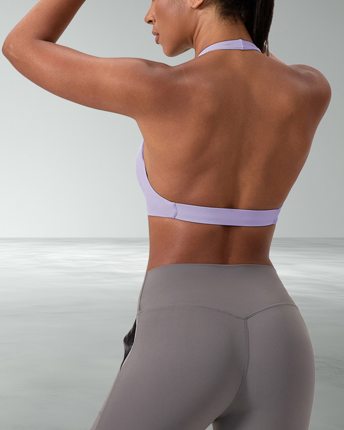 Pleated Halter Back Sports Bra