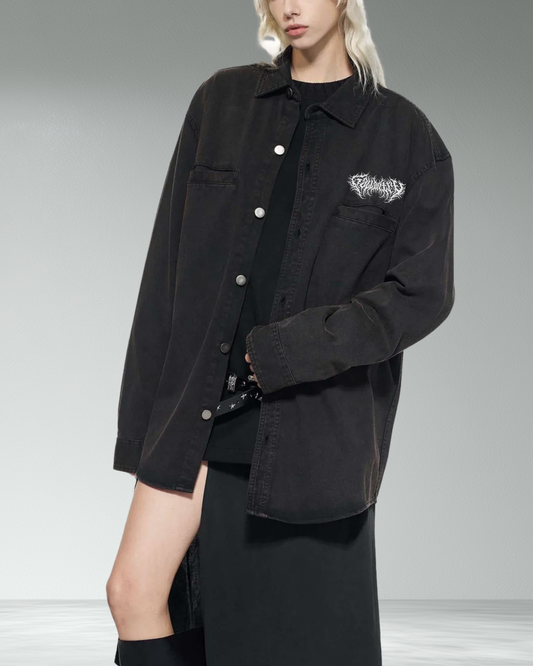 Deathcore vintage wash denim jacket