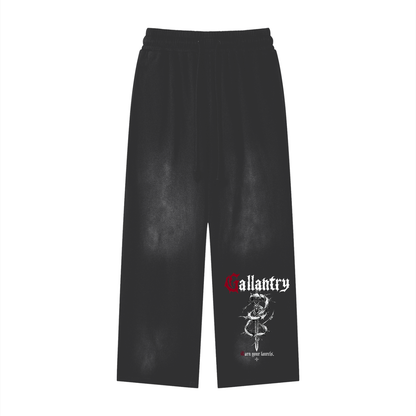 Classic 'barbed sword' faded wash loose fit sweatpants - Studio Gallantry