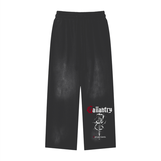 Classic 'barbed sword' faded wash loose fit sweatpants - Studio Gallantry