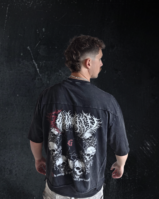 Deathcore raw edge vintage wash boxy t