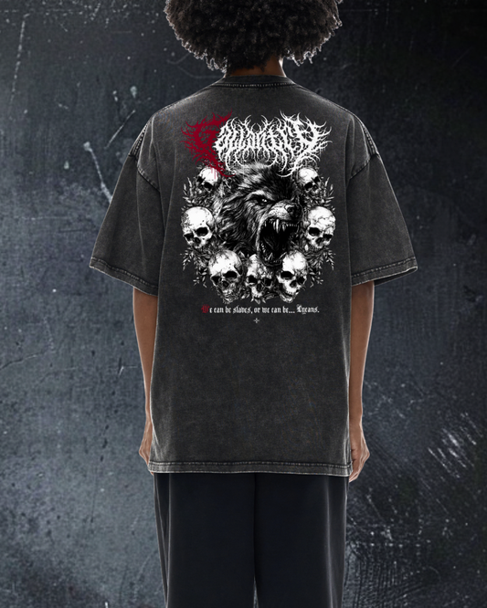 Deathcore 'We can be Lycans' vintage wash pump cover t