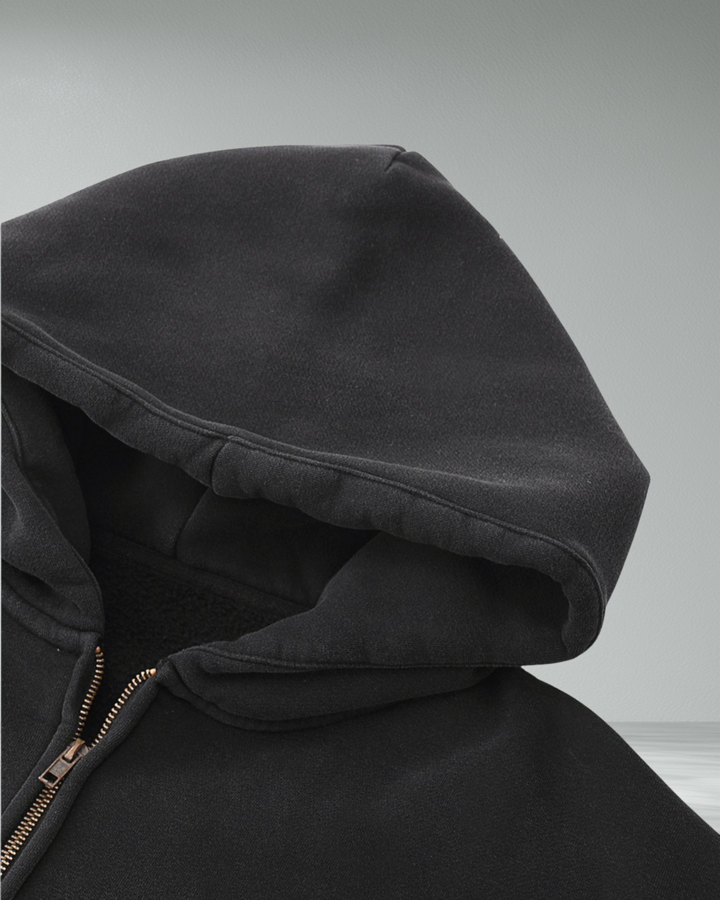 Faded Two-Way Zipped 'EYL' Boxy Fleece Hoodie