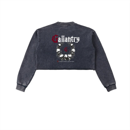 Classic snow washed raw edge cropped sweatshirt - Studio Gallantry