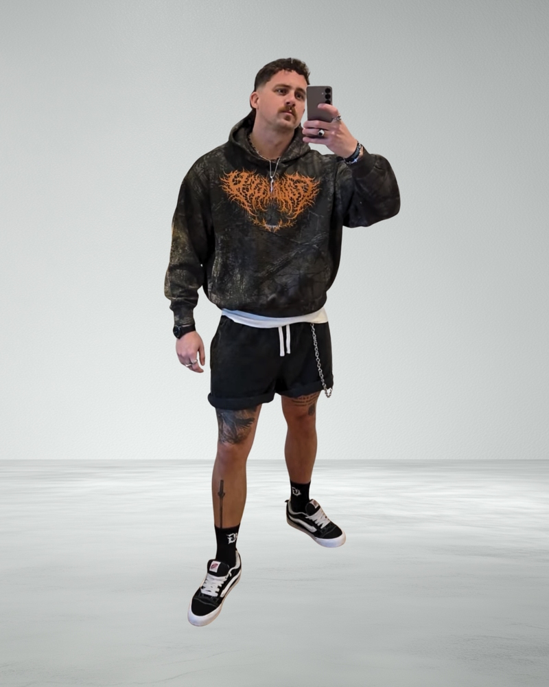 Boxy 'Laurelled' Camo Hoodie