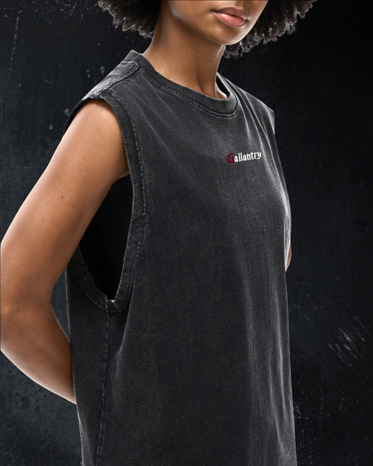Alternative vintage wash frayed hem tank