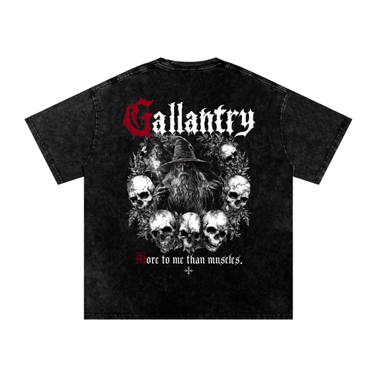 Classic 'More to me than muscles' snow washed wizard t - Studio Gallantry