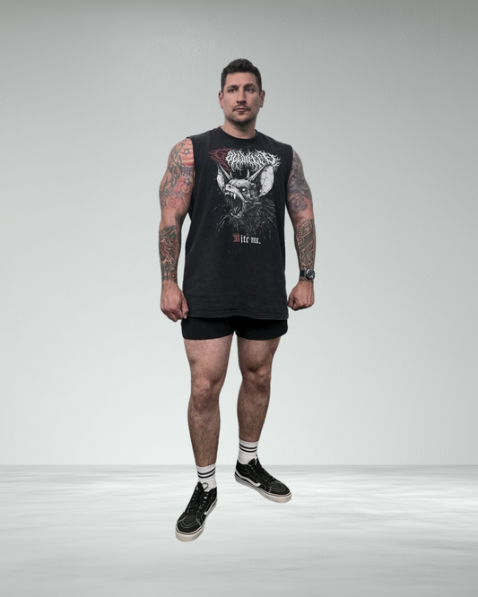 Vintage Wash 'Bite Me' Frayed Tank