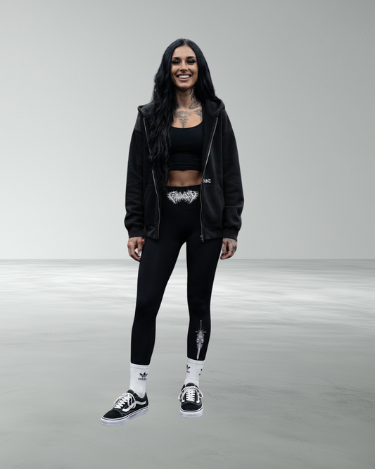Faded Two-Way Zipped 'EYL' Boxy Fleece Hoodie