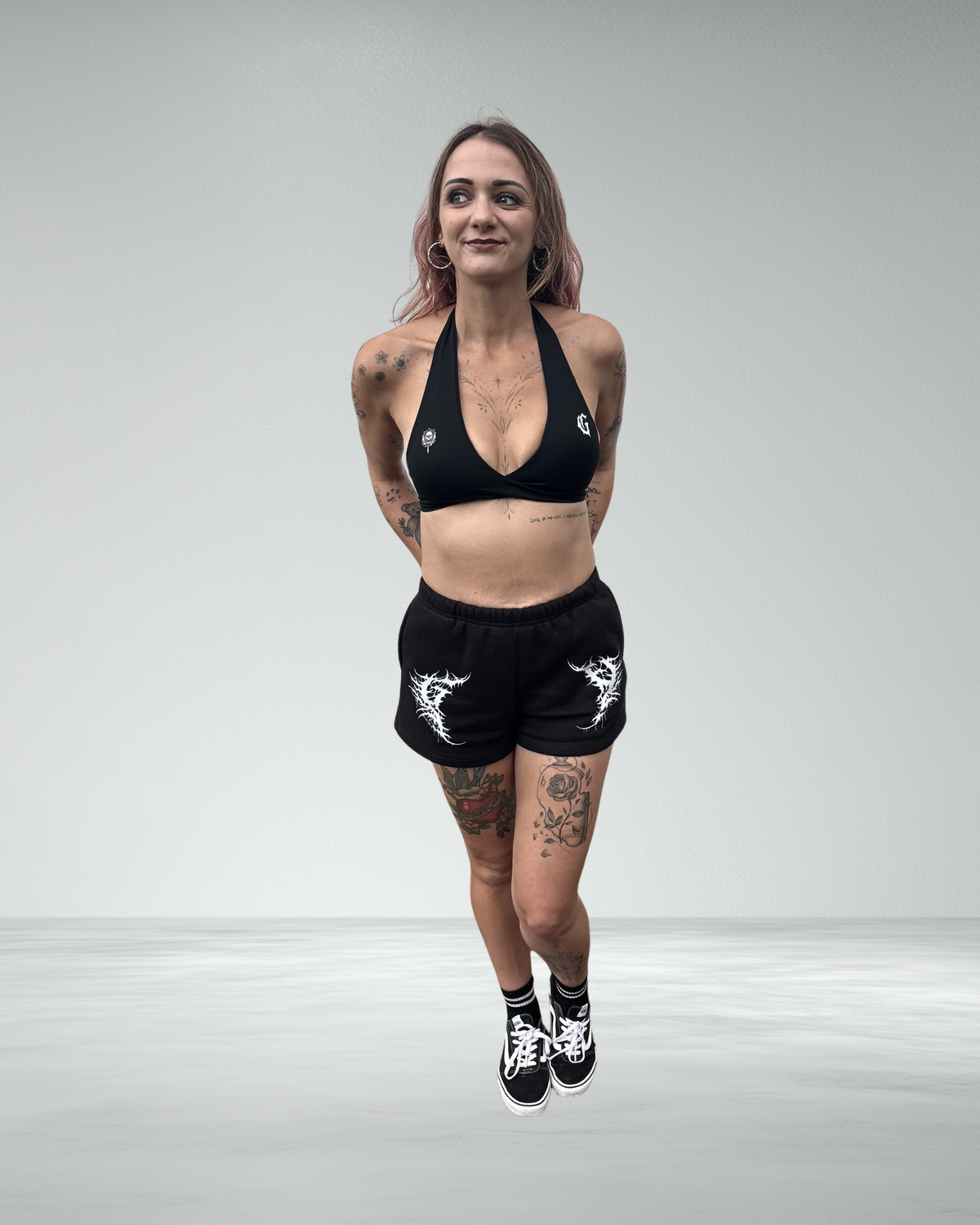 Pleated Halter Back Sports Bra