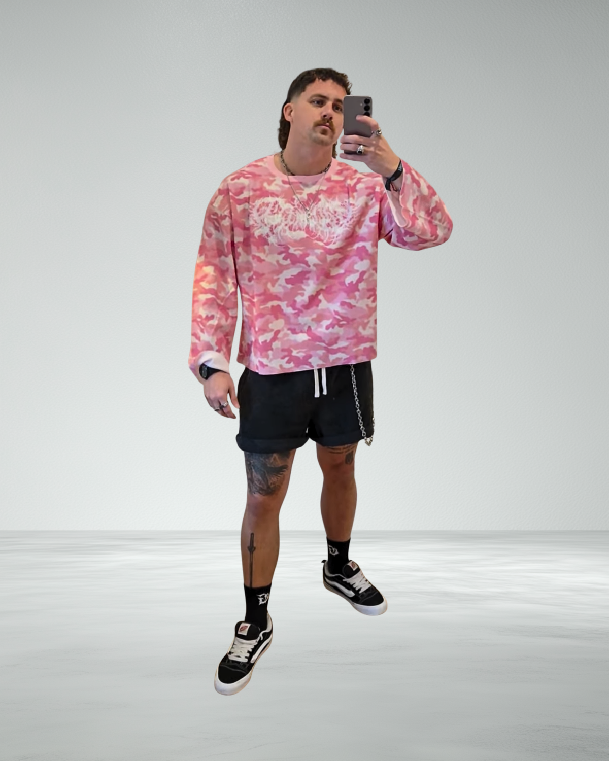 Waffle Camo Raw Hem Longsleeve