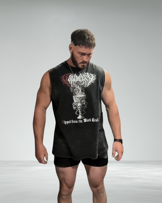 Vintage Wash 'Black Grail' Frayed Tank
