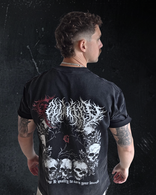 Deathcore heavyweight vintage wash frayed t