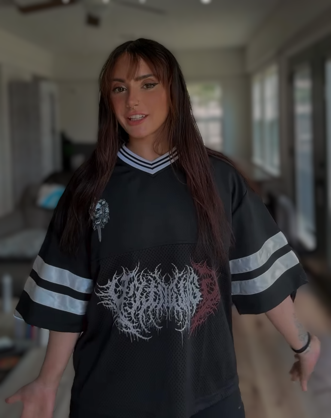 Deathcore cropped 'TatteredWings' boxy jersey