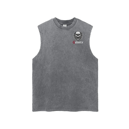 Classic snow washed frayed hem 'laurelled' tank - Studio Gallantry