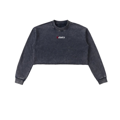 Classic snow washed raw edge cropped sweatshirt - Studio Gallantry