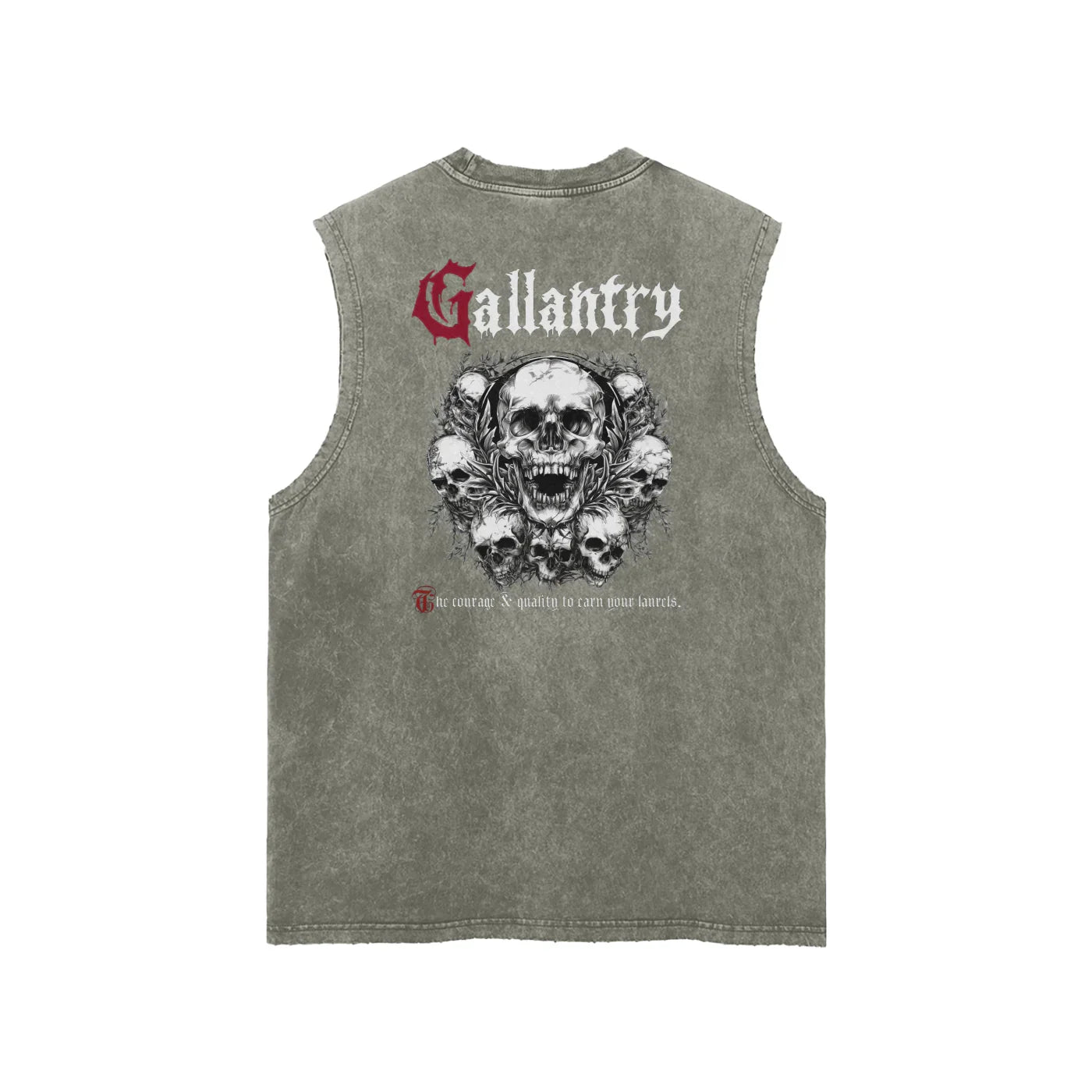 Classic snow washed frayed hem 'laurelled' tank - Studio Gallantry