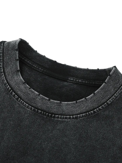 Classic snow washed frayed hem 'laurelled' tank - Studio Gallantry