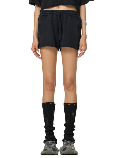 Women's 'Deathcore' snow wash raw edge shorts
