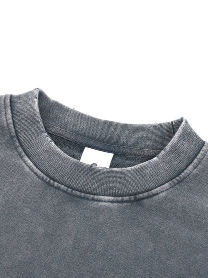 Classic snow washed raw edge cropped sweatshirt - Studio Gallantry